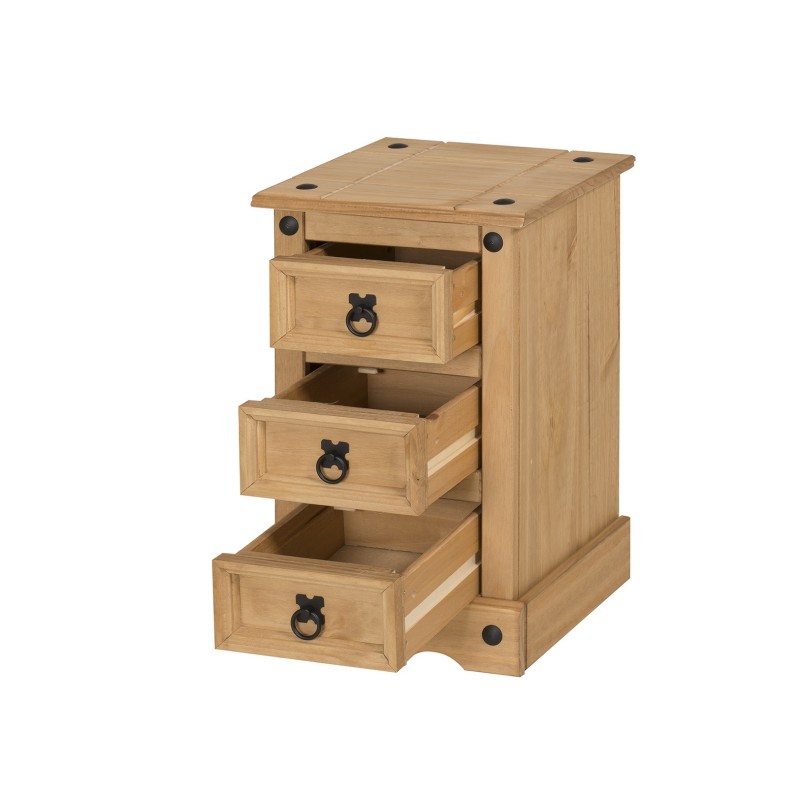 Corona Pine Narrow 3 Drawer Bedside Mercers Furniture